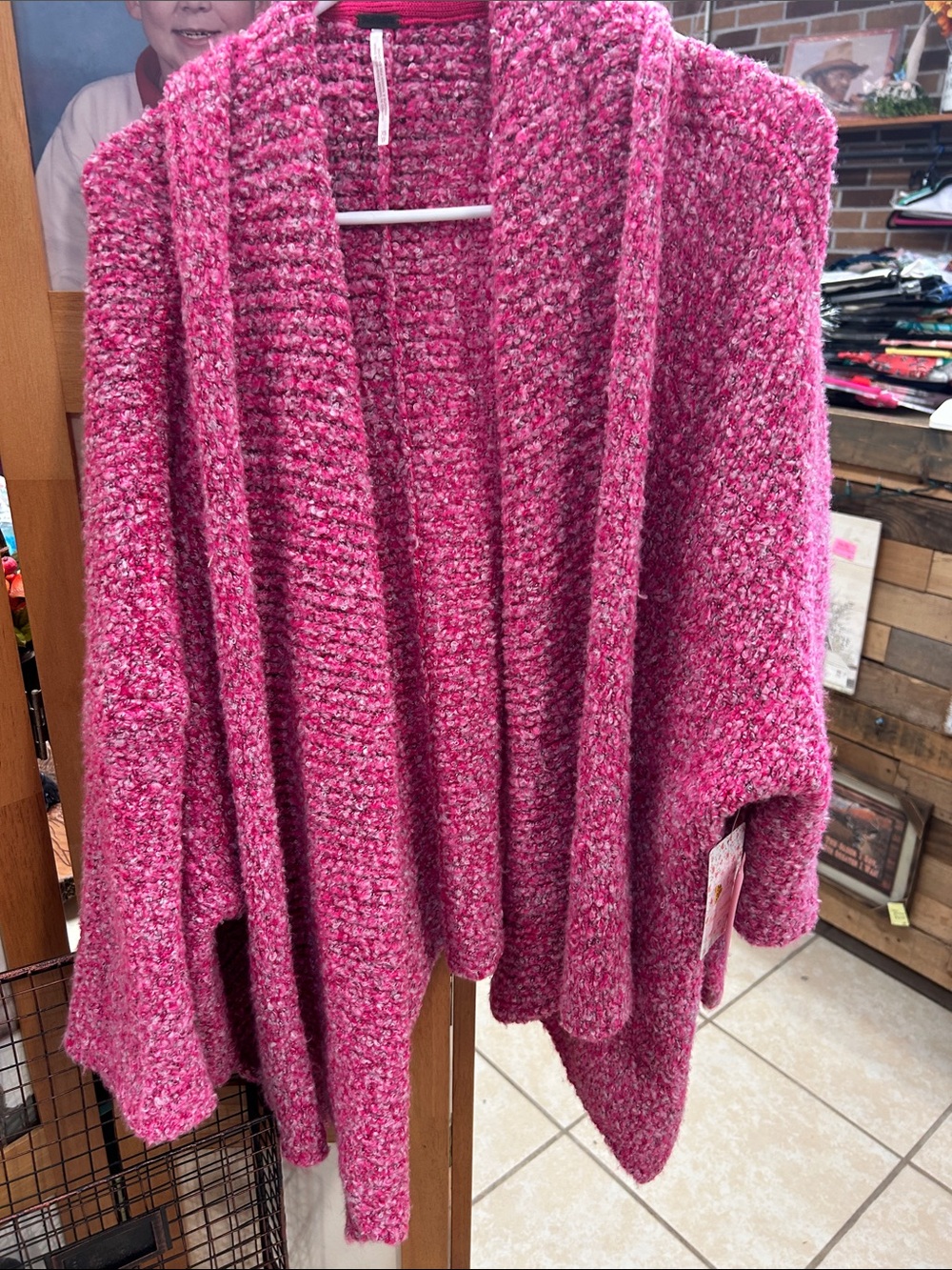 FREE PEOPLE NWT Slouchy BFF Cardigan Prickly Pear Pink Oversized XS